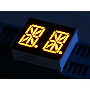 Segmento alfanúmerico doble, segmento de 14 LED - Ámbar 0.54 pulgadas de cátodo común