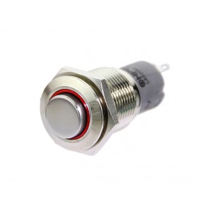 16mm Boton momentario ilumindado de metal- LED Rojo