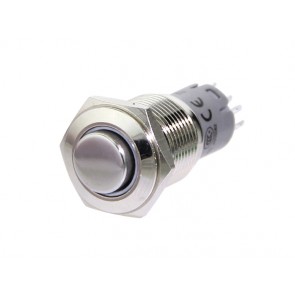 Botón momentáneo de 16 mm iluminado de metal - LED blanco